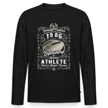 Vintage 1986 Football Birthday Gift Hobby - Men's Premium Organic Long Sleeve Shirt - black - Front - Nico (187cm)