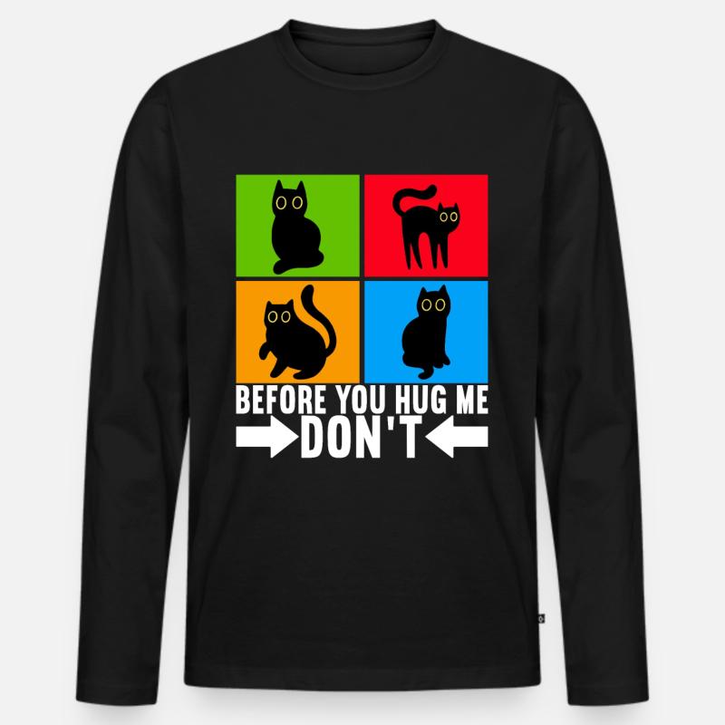 Katzen Misanthrop Sarkasmus - Männer Premium Bio Langarmshirt - Schwarz