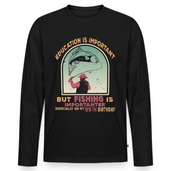 55 Years Angler Fishing Gift 55 Birthday - Men's Premium Organic Long Sleeve Shirt - black - Front - Nico (187cm)