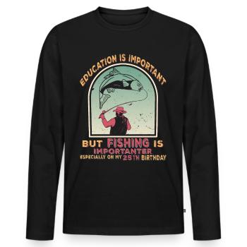 25. Geburtstag Angler Angeln Vintage Geschenk - Männer Premium Bio Langarmshirt - Schwarz - Vorne - Nico (187cm)