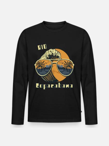 Sonnenbrillen Rio Copacabana Surfen Urlaub Ozean S - Männer Premium Bio Langarmshirt - Schwarz