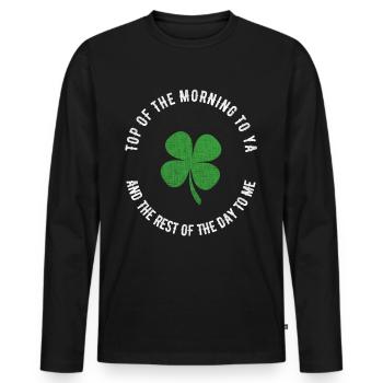 Clover St. Paddy’s Day Top Of The Morning - T-shirt manches longues Premium bio Homme - noir - Devant - Nico (187cm)
