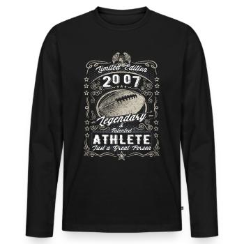 Vintage 2007 Football Geburtstag Geschenk Hobby - Männer Premium Bio Langarmshirt - Schwarz - Vorne - Nico (187cm)