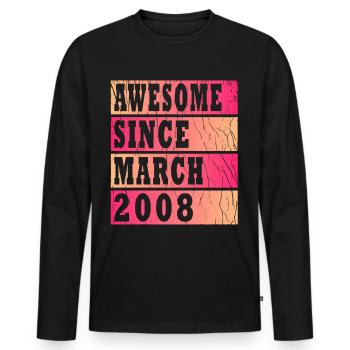 Born since 2008 15 years old - Groovy 15. - Men's Premium Organic Long Sleeve Shirt - black - Front - Nico (187cm)