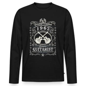 Vintage 1962 Guitariste Cadeau d’anniversaire Hobby - T-shirt manches longues Premium bio Homme - noir - Devant - Nico (187cm)