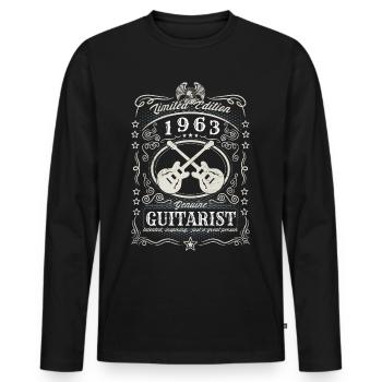 Vintage 1963 Guitariste Cadeau d’anniversaire Hobby - T-shirt manches longues Premium bio Homme - noir - Devant - Nico (187cm)