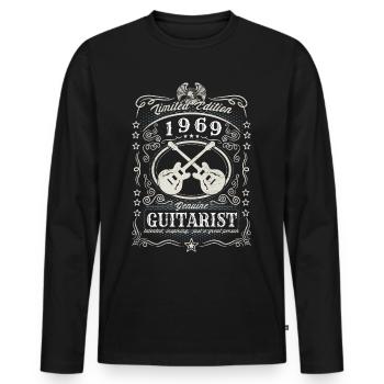 Vintage 1969 Guitariste Cadeau d’anniversaire Hobby - T-shirt manches longues Premium bio Homme - noir - Devant - Nico (187cm)