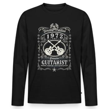 Vintage 1972 Guitariste Cadeau d’anniversaire Hobby - T-shirt manches longues Premium bio Homme - noir - Devant - Nico (187cm)