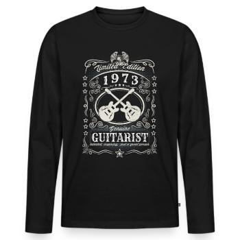 Vintage 1973 Guitariste Cadeau d’anniversaire Hobby - T-shirt manches longues Premium bio Homme - noir - Devant - Nico (187cm)