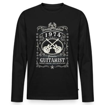 Vintage 1974 Guitariste Cadeau d’anniversaire Hobby - T-shirt manches longues Premium bio Homme - noir - Devant - Nico (187cm)