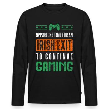 Irish Exit To Continue Gaming Saint Patrick's Day - Männer Premium Bio Langarmshirt - Schwarz - Vorne - Nico (187cm)