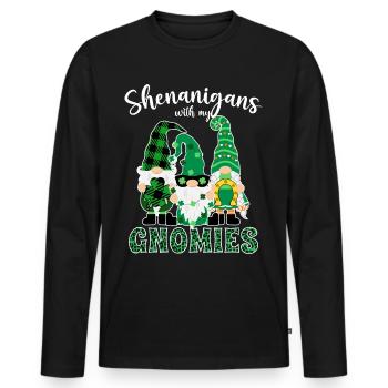 Shenanigans with my gnomies St. Paddy's Day - Men's Premium Organic Long Sleeve Shirt - black - Front - Nico (187cm)
