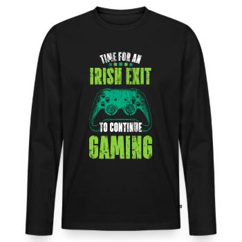 Time For An Irish Exit To Continue Gaming Geschenk - Männer Premium Bio Langarmshirt - Schwarz - Vorne - Nico (187cm)