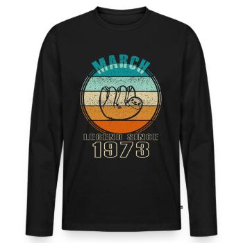 Sloth März 1973 Jahrgang Vintage Retro Geburtstag - Männer Premium Bio Langarmshirt - Schwarz - Vorne - Nico (187cm)