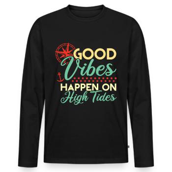 Good Vibes High Tides Boot Dicton - T-shirt manches longues Premium bio Homme - noir - Devant - Nico (187cm)