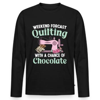 Weekend forcast Quilting with a Chance - Men's Premium Organic Long Sleeve Shirt - black - Front - Nico (187cm)
