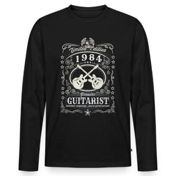 Vintage 1984 Guitariste Cadeau d’anniversaire Hobby - T-shirt manches longues Premium bio Homme - noir - Devant - Nico (187cm)