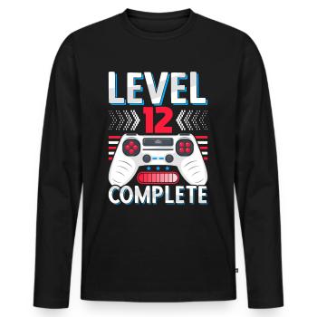 12e année terminée Gymnase Gymnase Gymnase - T-shirt manches longues Premium bio Homme - noir - Devant - Nico (187cm)