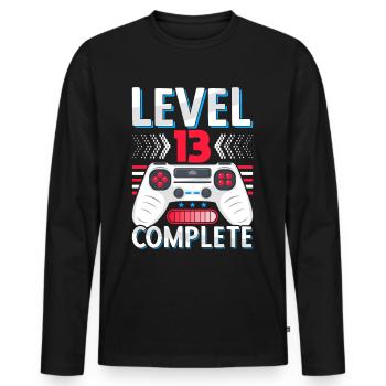 Abi Graduation 13th grade Abitur Gymnasium Level 13 - Men's Premium Organic Long Sleeve Shirt - black - Front - Nico (187cm)
