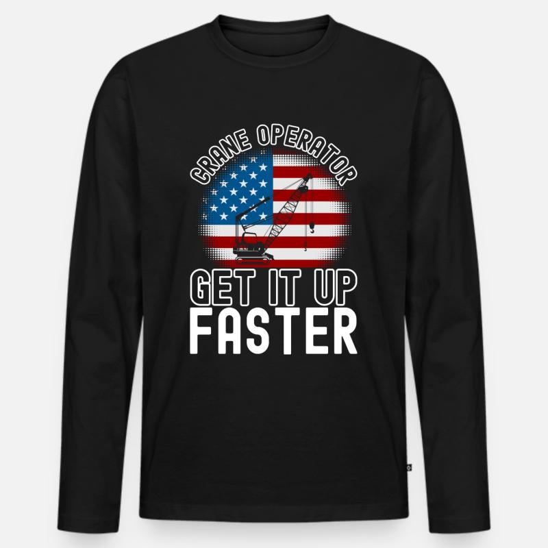 Kranführer Kranfahrer - Männer Premium Bio Langarmshirt - Schwarz