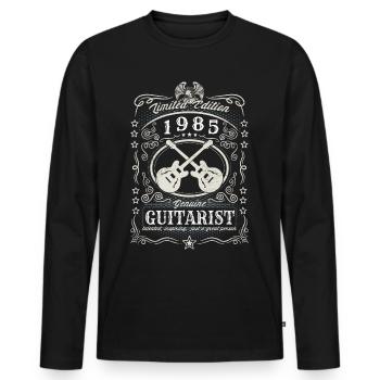 Vintage 1985 Guitariste Cadeau d’anniversaire Hobby - T-shirt manches longues Premium bio Homme - noir - Devant - Nico (187cm)