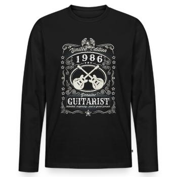 Vintage 1986 Guitariste Cadeau d’anniversaire Hobby - T-shirt manches longues Premium bio Homme - noir - Devant - Nico (187cm)