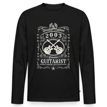 Vintage 2003 Guitariste Cadeau d’anniversaire Hobby - T-shirt manches longues Premium bio Homme - noir - Devant - Nico (187cm)