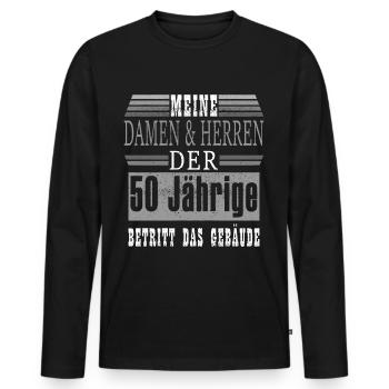 Jahrgang zum 50. Geburtstag von 1973 - Männer Premium Bio Langarmshirt - Schwarz - Vorne - Nico (187cm)