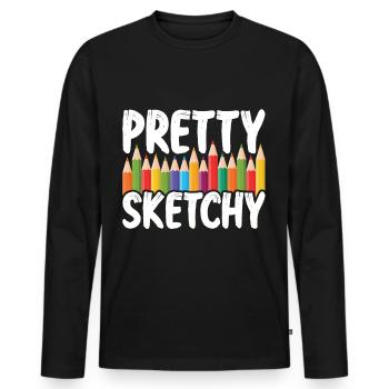 Pretty Sketchy pour artiste peintre - T-shirt manches longues Premium bio Homme - noir - Devant - Nico (187cm)