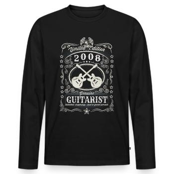 Vintage 2008 Guitariste Cadeau d’anniversaire Hobby - T-shirt manches longues Premium bio Homme - noir - Devant - Nico (187cm)