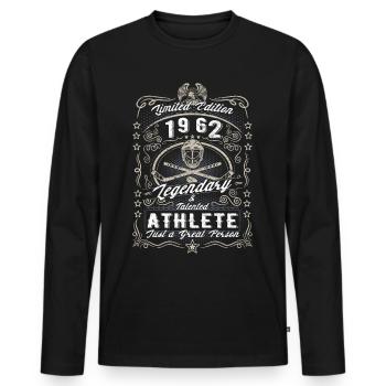Vintage 1962 Hockey sur glace Cadeau d’anniversaire Hobby - T-shirt manches longues Premium bio Homme - noir - Devant - Nico (187cm)