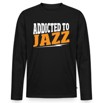 Accro au jazz jazz musique jazz jazz auditeur - T-shirt manches longues Premium bio Homme - noir - Devant - Nico (187cm)