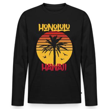 Hawaii Honolulu Palmen Ocean Surfing - Männer Premium Bio Langarmshirt - Schwarz - Vorne - Nico (187cm)