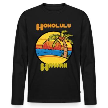 Honolulu Sunset Holiday Hawaii Palms Ozea - T-shirt manches longues Premium bio Homme - noir - Devant - Nico (187cm)