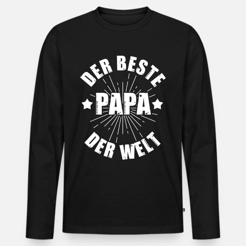 Papa Vater Vatertag - Männer Premium Bio Langarmshirt - Schwarz