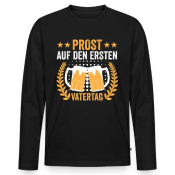 Papa Vater Bier Vatertag - Männer Premium Bio Langarmshirt - Schwarz - Vorne - Nico (187cm)