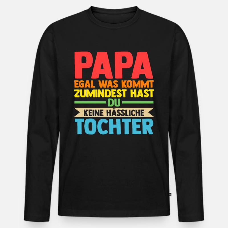 Papa Tochter - Männer Premium Bio Langarmshirt - Schwarz