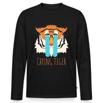 Tiger head, tiger motif, tiger saying, pixel art - Men's Premium Organic Long Sleeve Shirt - black - Front - Nico (187cm)