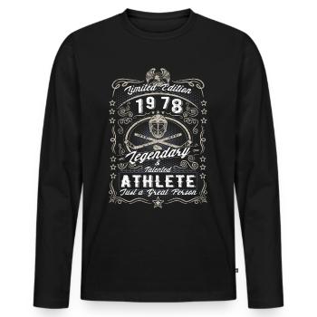 Vintage 1978 Ice Hockey Birthday Gift Hobby - Men's Premium Organic Long Sleeve Shirt - black - Front - Nico (187cm)