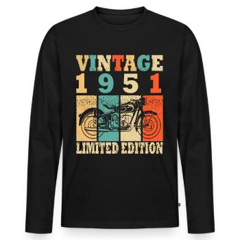 1951 Né anniversaire motard motard cadeau - T-shirt manches longues Premium bio Homme - noir - Devant - Nico (187cm)