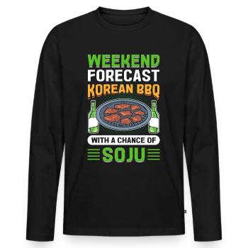 Weekend Forecast Korean BBQ With A Chance Of Soju - Men's Premium Organic Long Sleeve Shirt - black - Front - Nico (187cm)