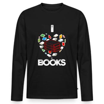 Book lovers reading books novels education gift - Men's Premium Organic Long Sleeve Shirt - black - Front - Nico (187cm)
