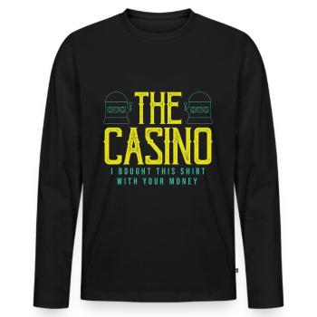Casino Jackpot Player Casino - T-shirt manches longues Premium bio Homme - noir - Devant - Nico (187cm)
