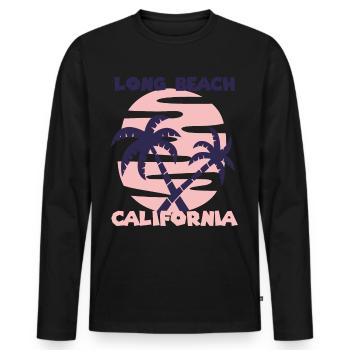 Vacances en famille Californie Long Beach Palm Beach - T-shirt manches longues Premium bio Homme - noir - Devant - Nico (187cm)