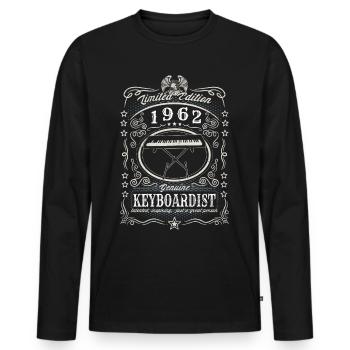 Vintage 1962 Keyboardist Birthday Gift Hobby - Men's Premium Organic Long Sleeve Shirt - black - Front - Nico (187cm)
