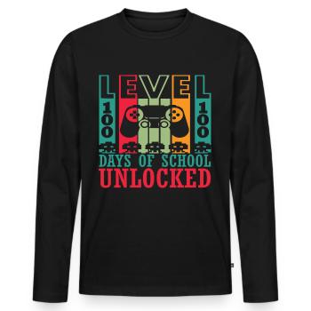 Niveau 100 jours d’école débloqué contrôleur Gamer - T-shirt manches longues Premium bio Homme - noir - Devant - Nico (187cm)