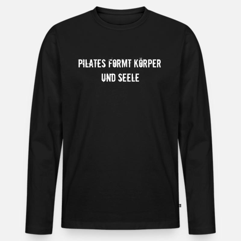 Pilates - Pilates formt Körper und Seele - Männer Premium Bio Langarmshirt - Schwarz