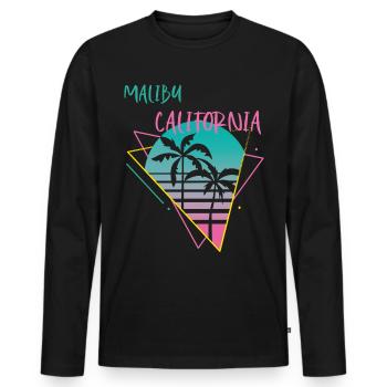 Californie Malibu Palm Ocean Surf - T-shirt manches longues Premium bio Homme - noir - Devant - Nico (187cm)
