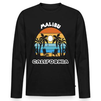 Tourisme Flamingo California Malibu Palm - T-shirt manches longues Premium bio Homme - noir - Devant - Nico (187cm)