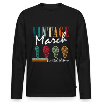 24th birthday March Vintage 1999 Vintage - Men's Premium Organic Long Sleeve Shirt - black - Front - Nico (187cm)